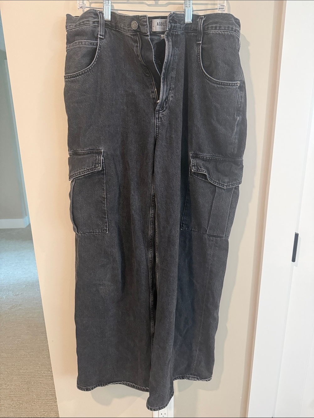 AGOLDE Black Baggy Cargo Jeans